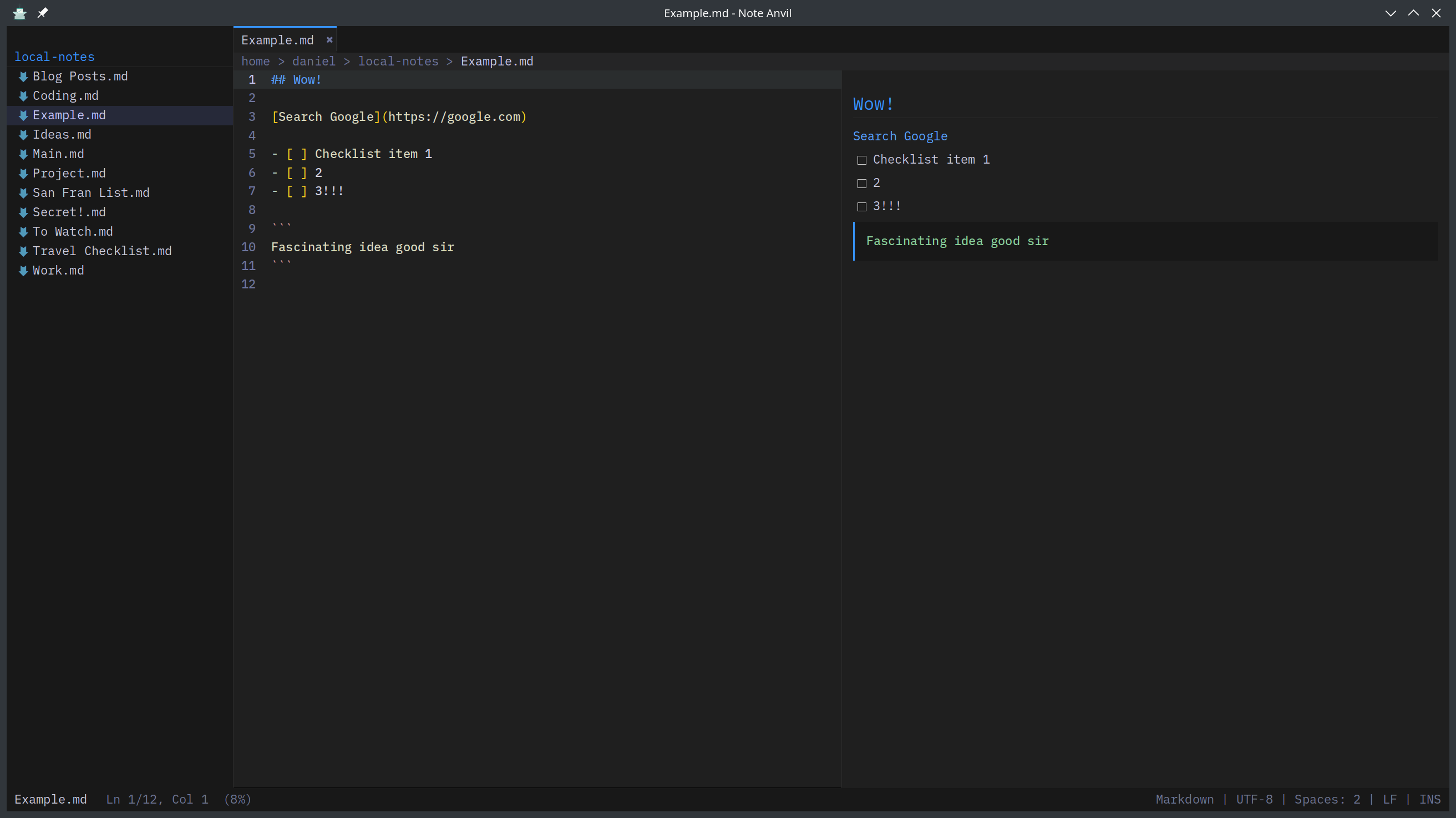 Note Anvil screenshot